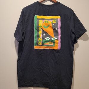 Nike Men's Tee with Graphic in Black, Green, and Orange